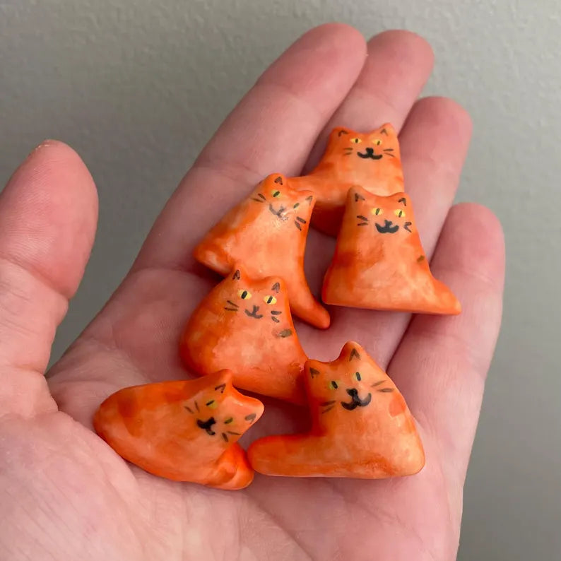 Tiny Porcelain Cat – Hand-Sculpted Mini Kitty Figurine (Selected at Random)