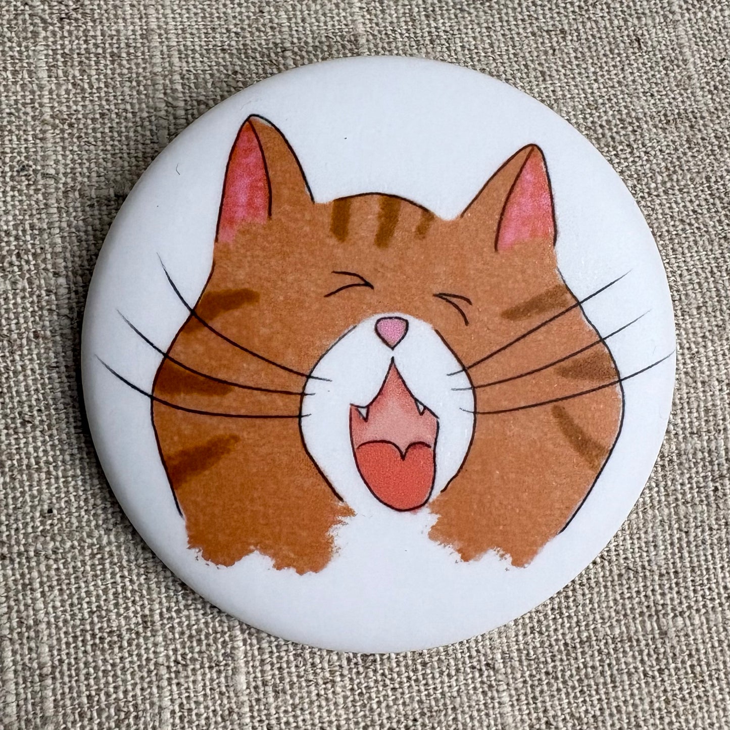 Happy Ginger Cat Button Pin – Made in Canada