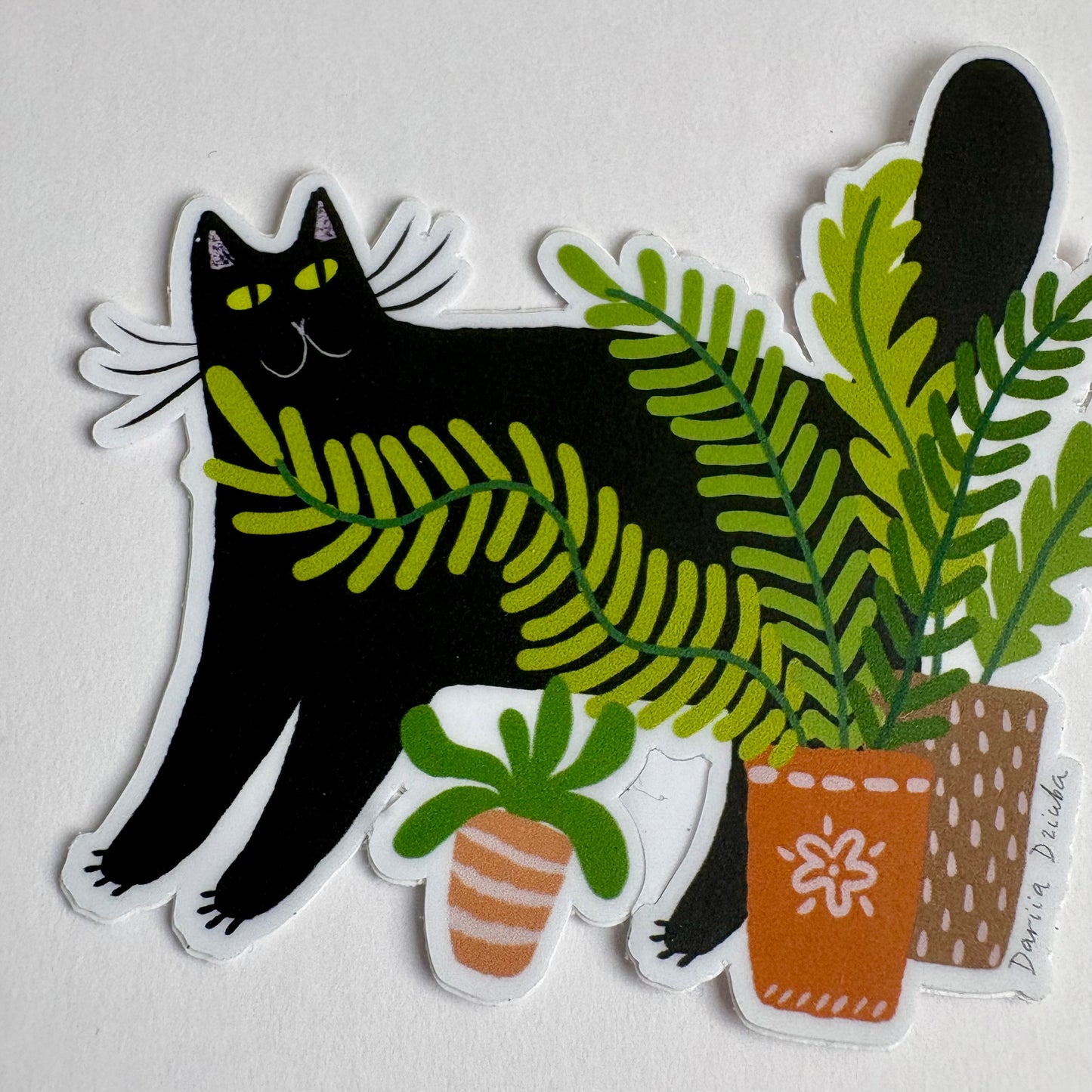 Sticker: Black Cat and Plant