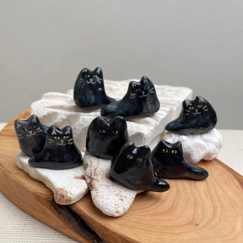 Tiny Porcelain Cat – Hand-Sculpted Mini Kitty Figurine (Selected at Random)