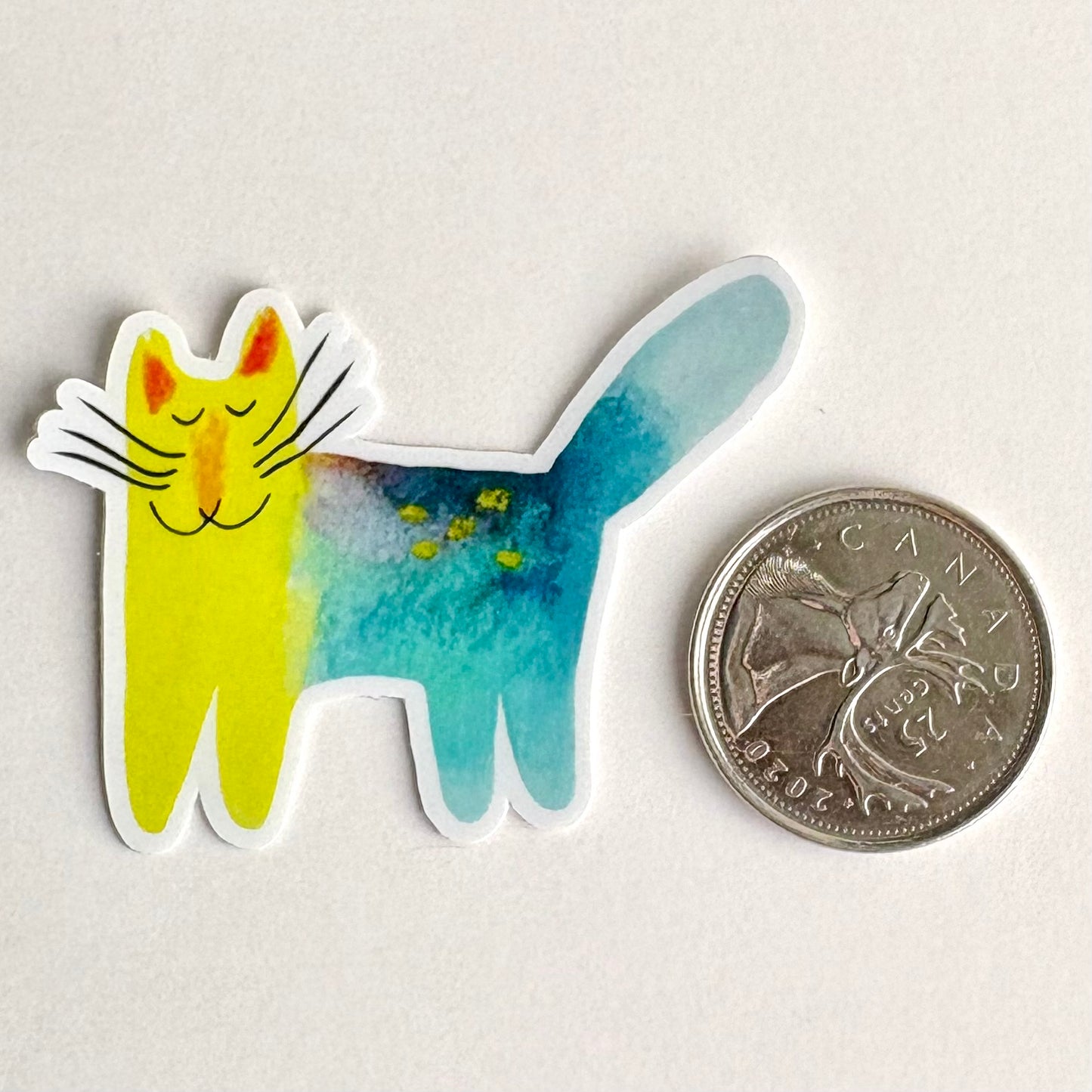 Sticker: Blue and Yellow Cat