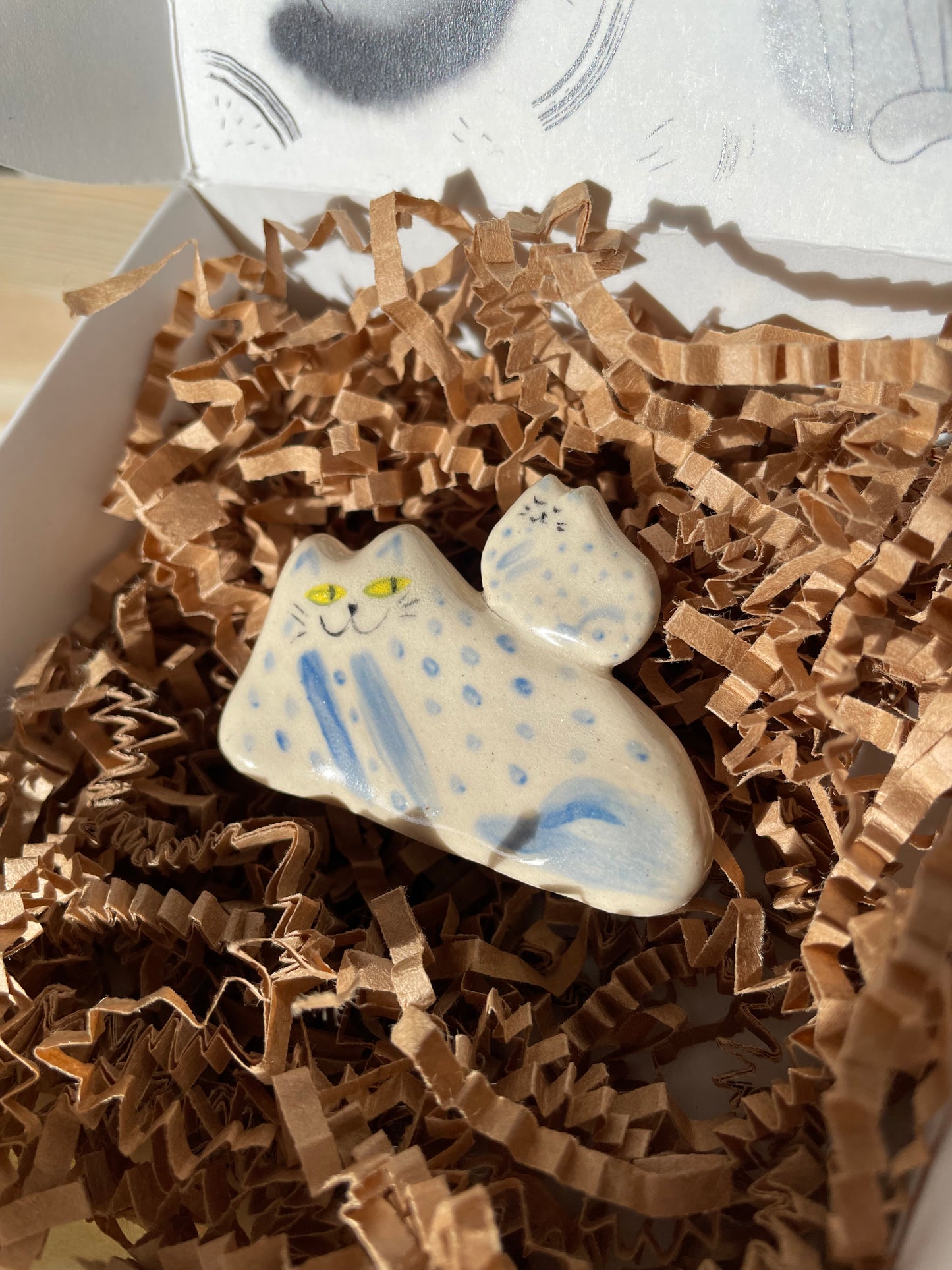 Two kitties: Handmade ceramic cat figurine