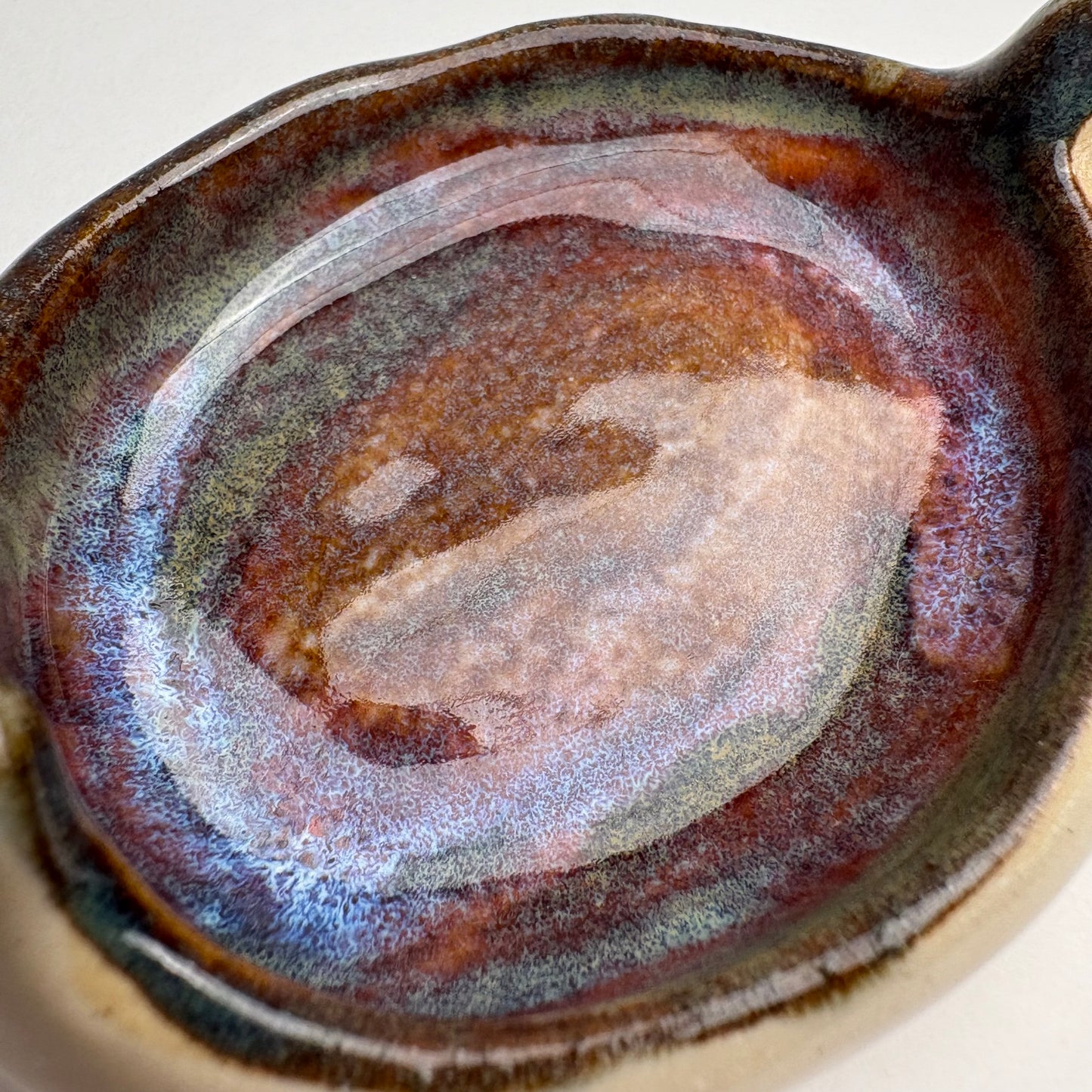 Handmade Ceramic Cat Dish — Mini Trinket Bowl with Galaxy Glaze
