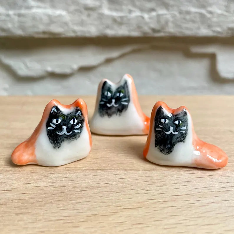 Tiny Porcelain Cat – Hand-Sculpted Mini Kitty Figurine (Selected at Random)