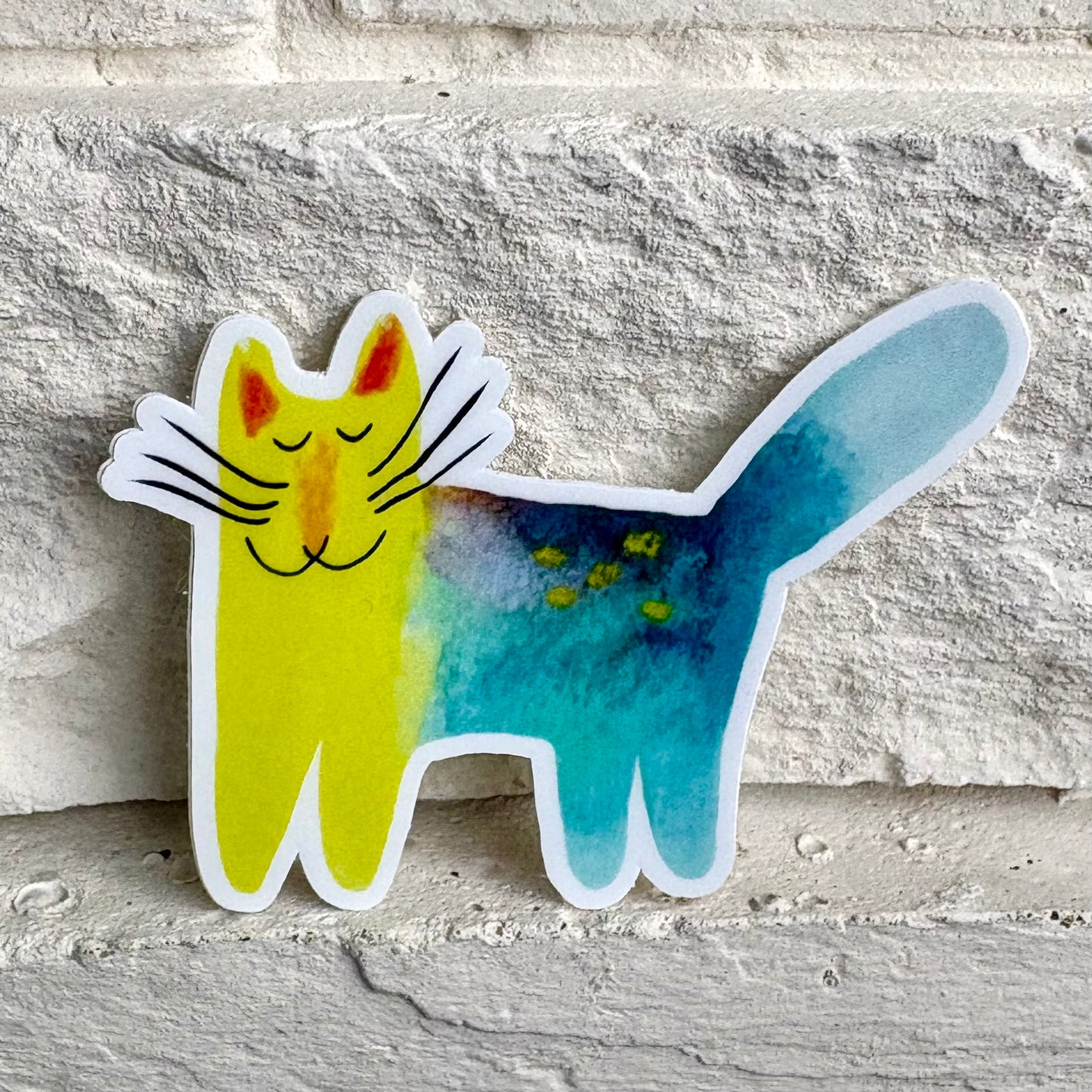 Sticker: Blue and Yellow Cat