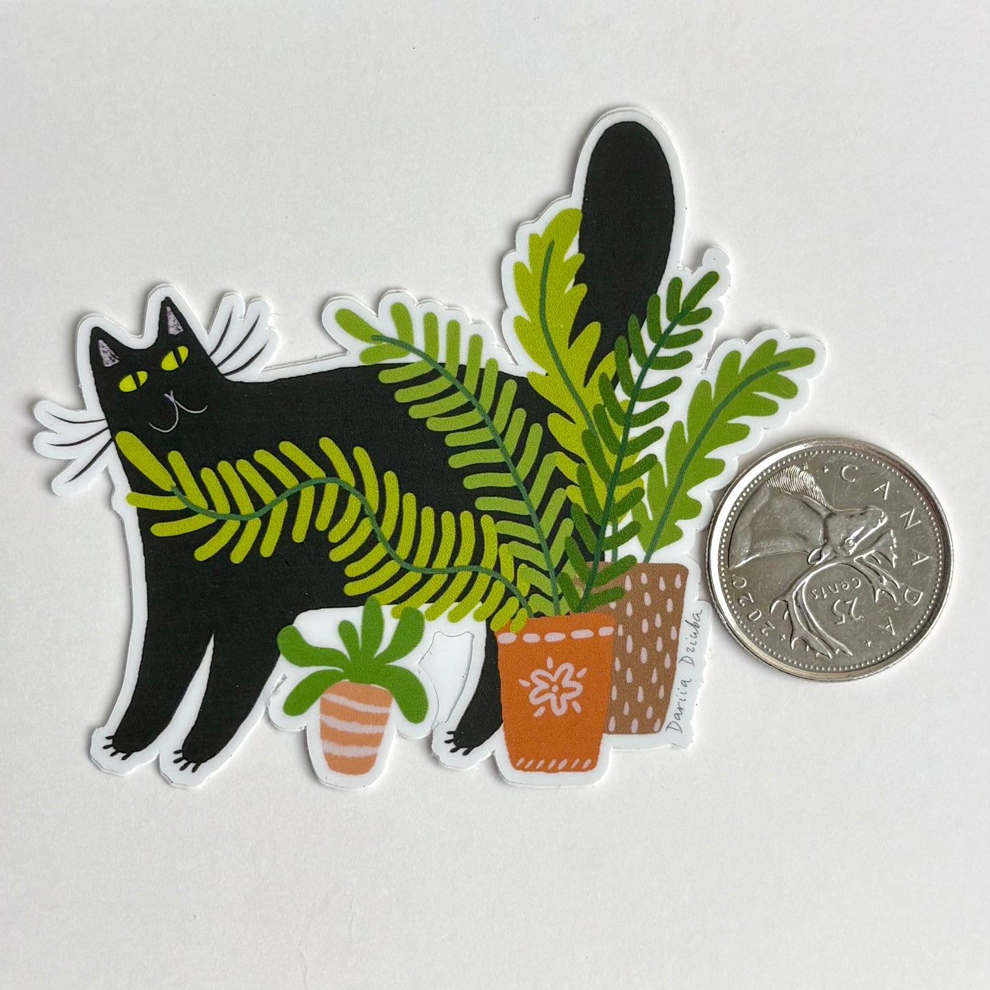 Sticker: Black Cat and Plant