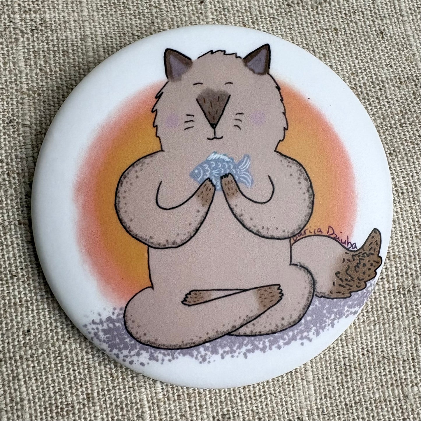 Meditating Cat Button Pin – Made in Canada