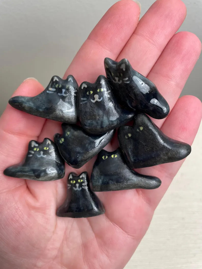 Tiny Porcelain Cat – Hand-Sculpted Mini Kitty Figurine (Selected at Random)