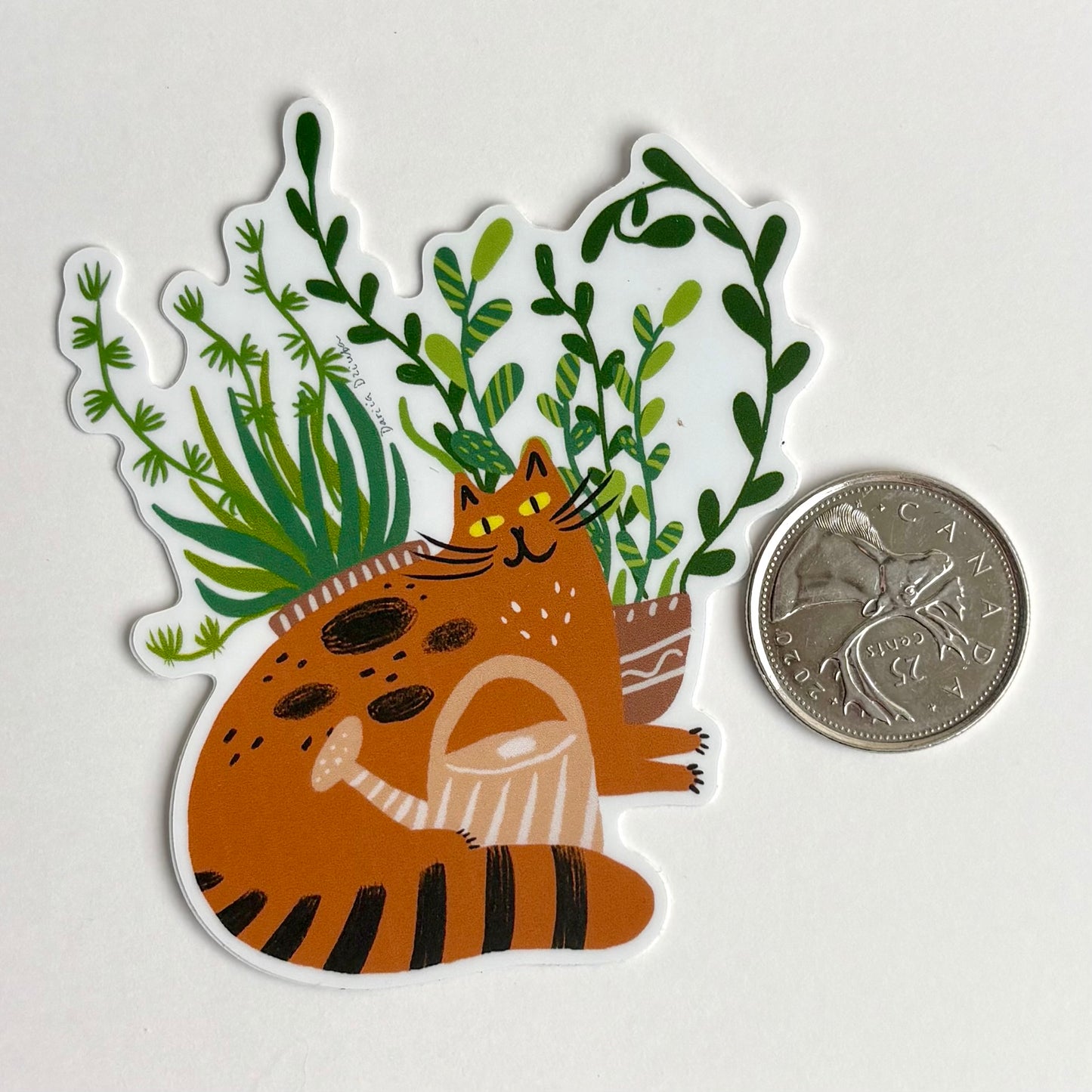 Sticker: Red Cat and Plant