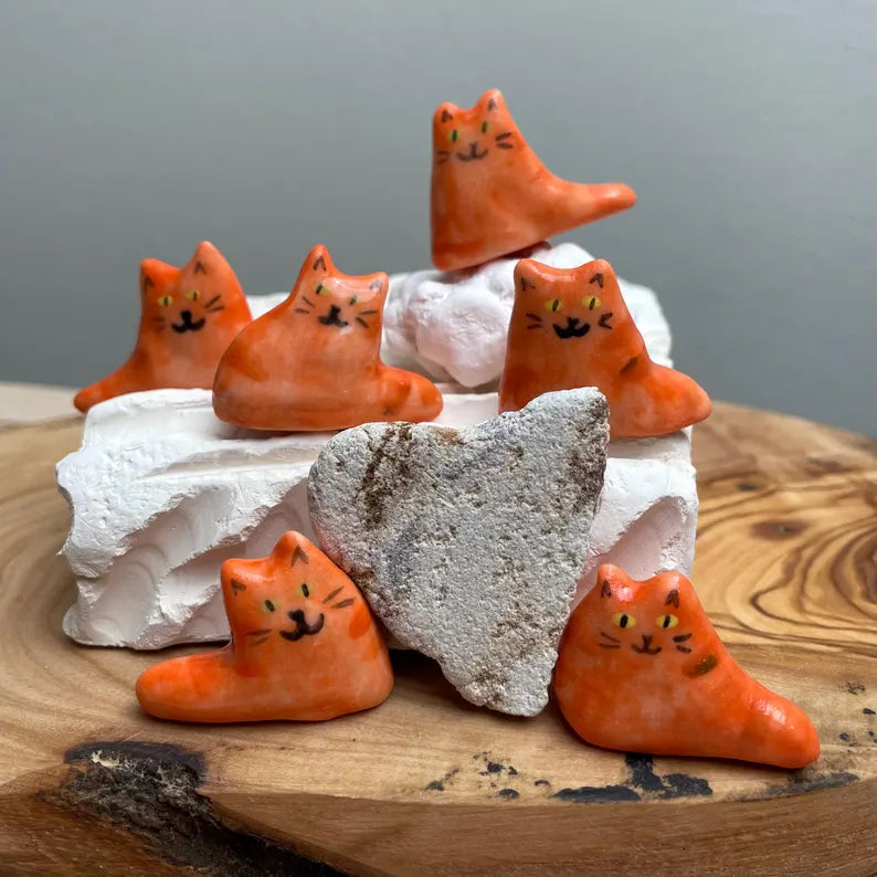 Tiny Porcelain Cat – Hand-Sculpted Mini Kitty Figurine (Selected at Random)