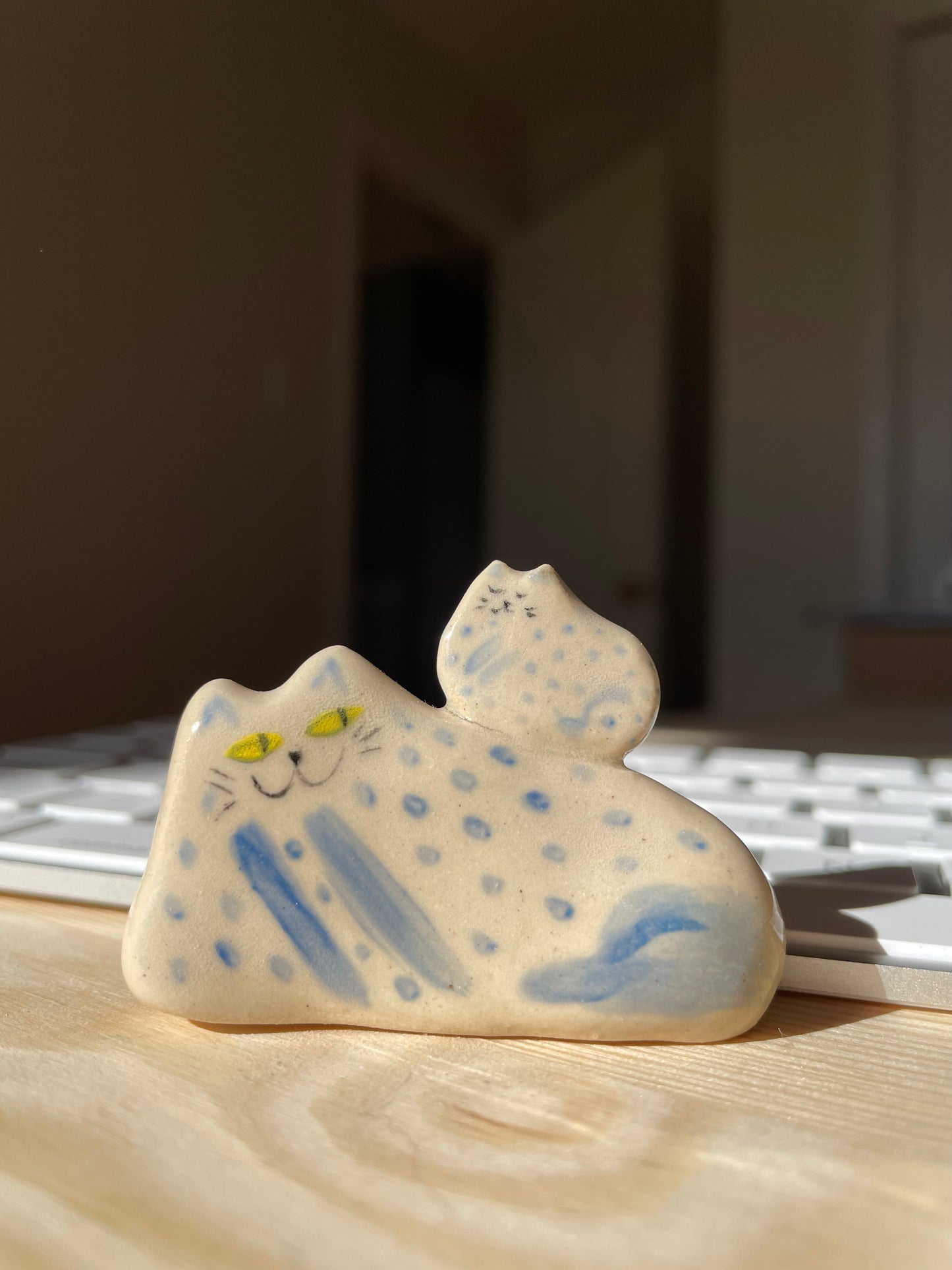 Two kitties: Handmade ceramic cat figurine