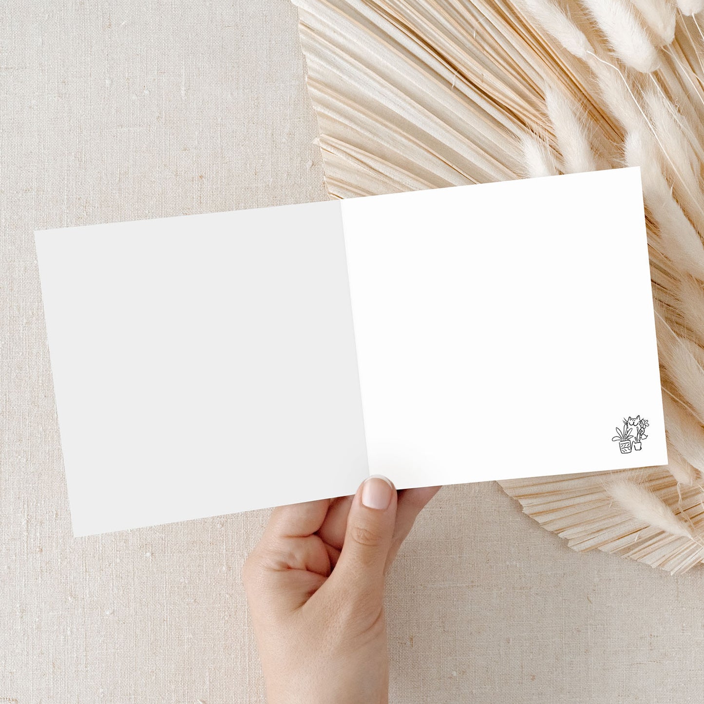 Carte de vœux carrée : Chat noir et blanc minimaliste