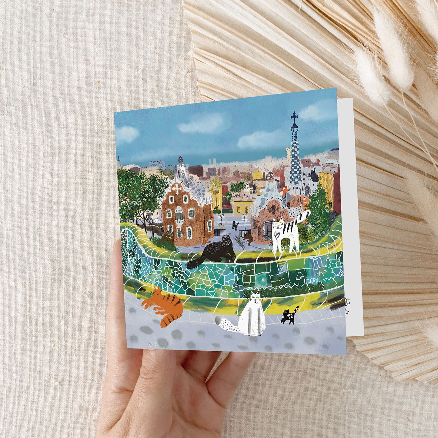 Chats de carte carrée à Barcelone: Carte de vœux