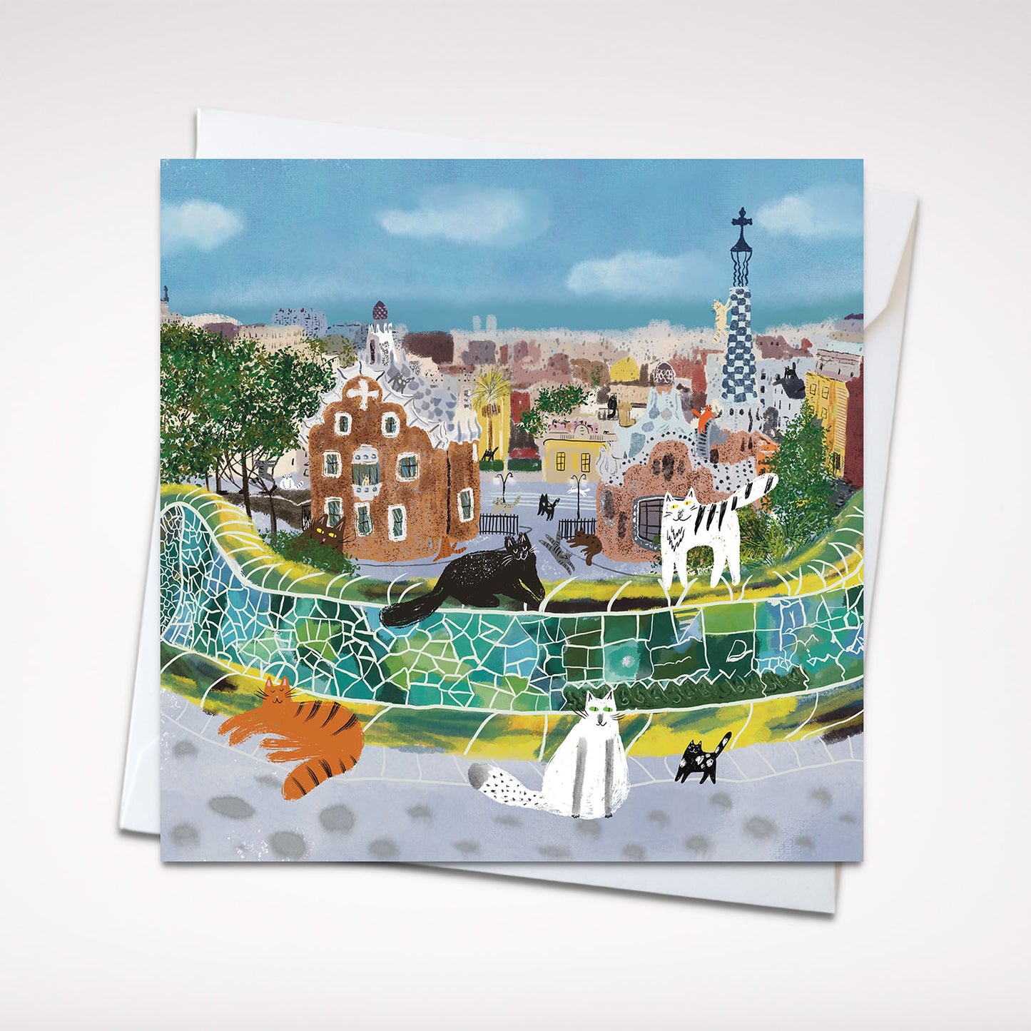 Chats de carte carrée à Barcelone: Carte de vœux
