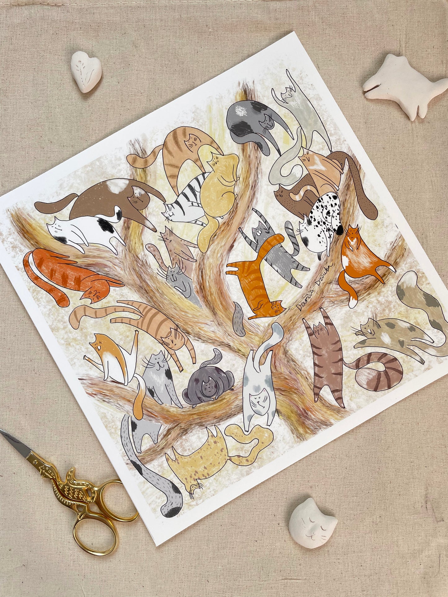 Impression : Arbre à chat - Décoration murale, Tentures murales