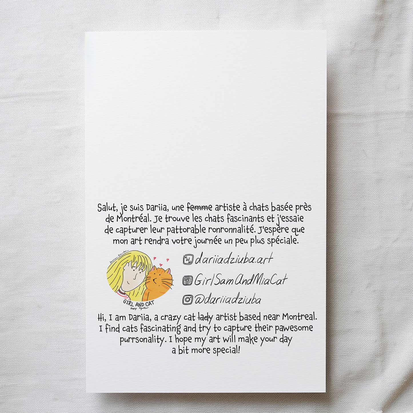 Vertical Greeting card: Cozy Cat with Hot Cocoa