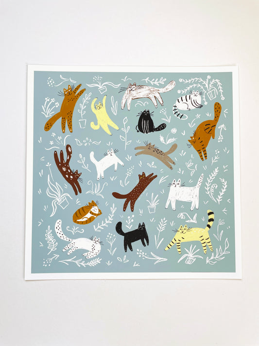 Unframed art print: Cats and Plants
