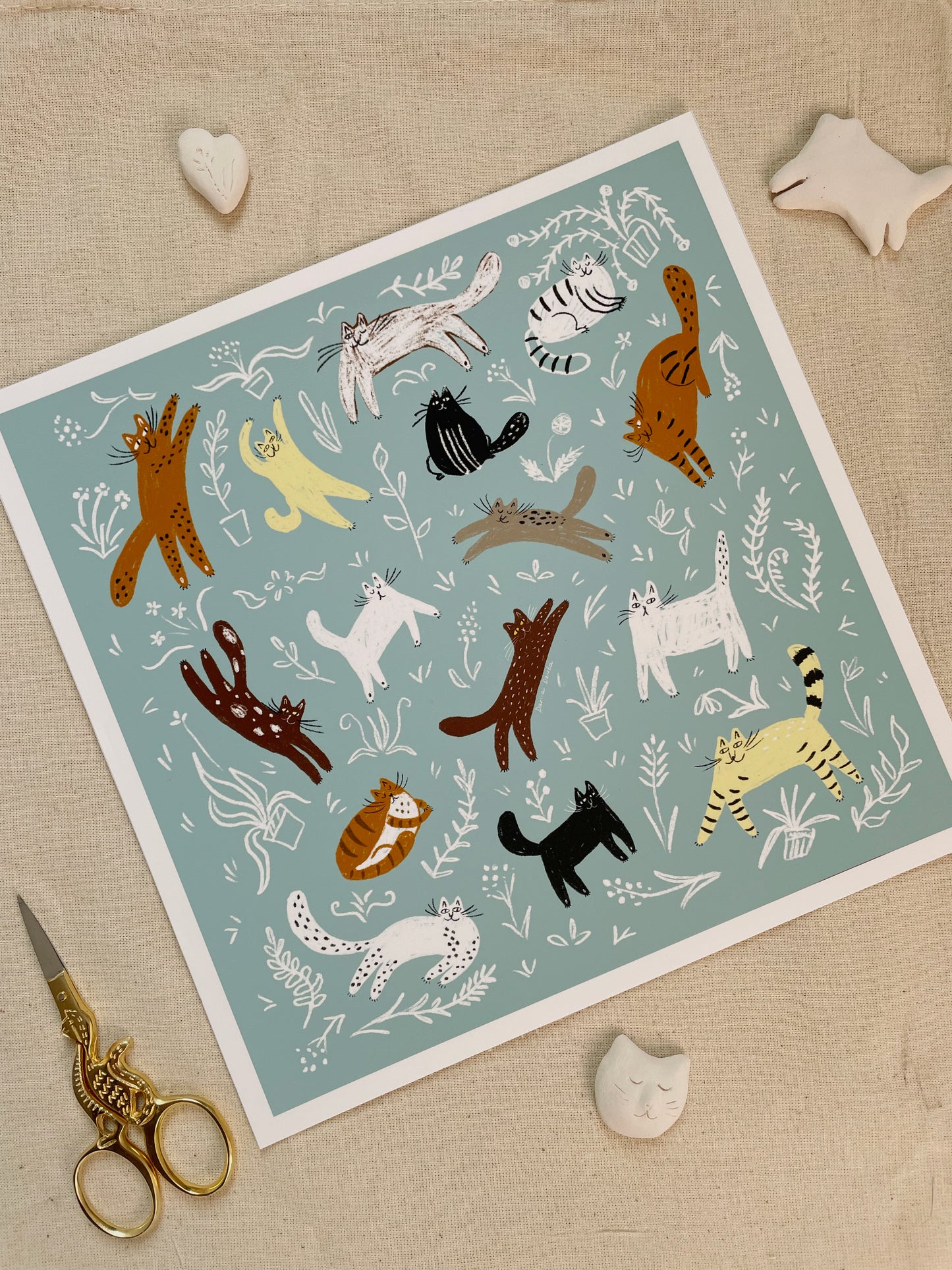 Unframed art print: Cats and Plants