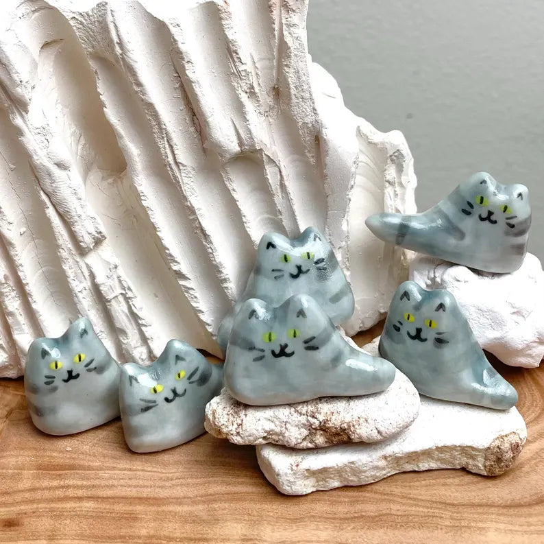 Tiny Porcelain Cat – Hand-Sculpted Mini Kitty Figurine (Selected at Random)