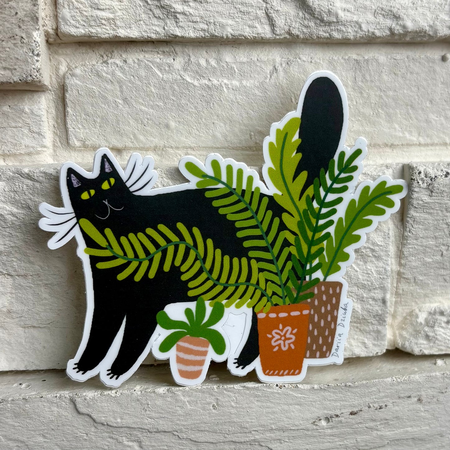 Sticker: Black Cat and Plant