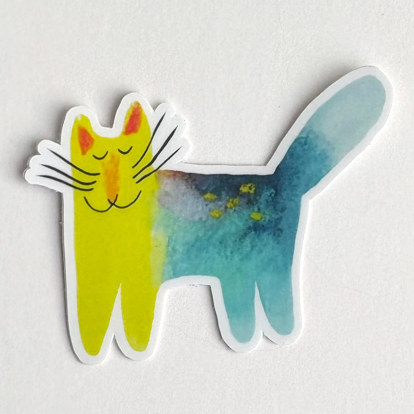 Sticker: Blue and Yellow Cat