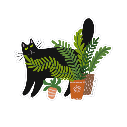 Sticker: Black Cat and Plant