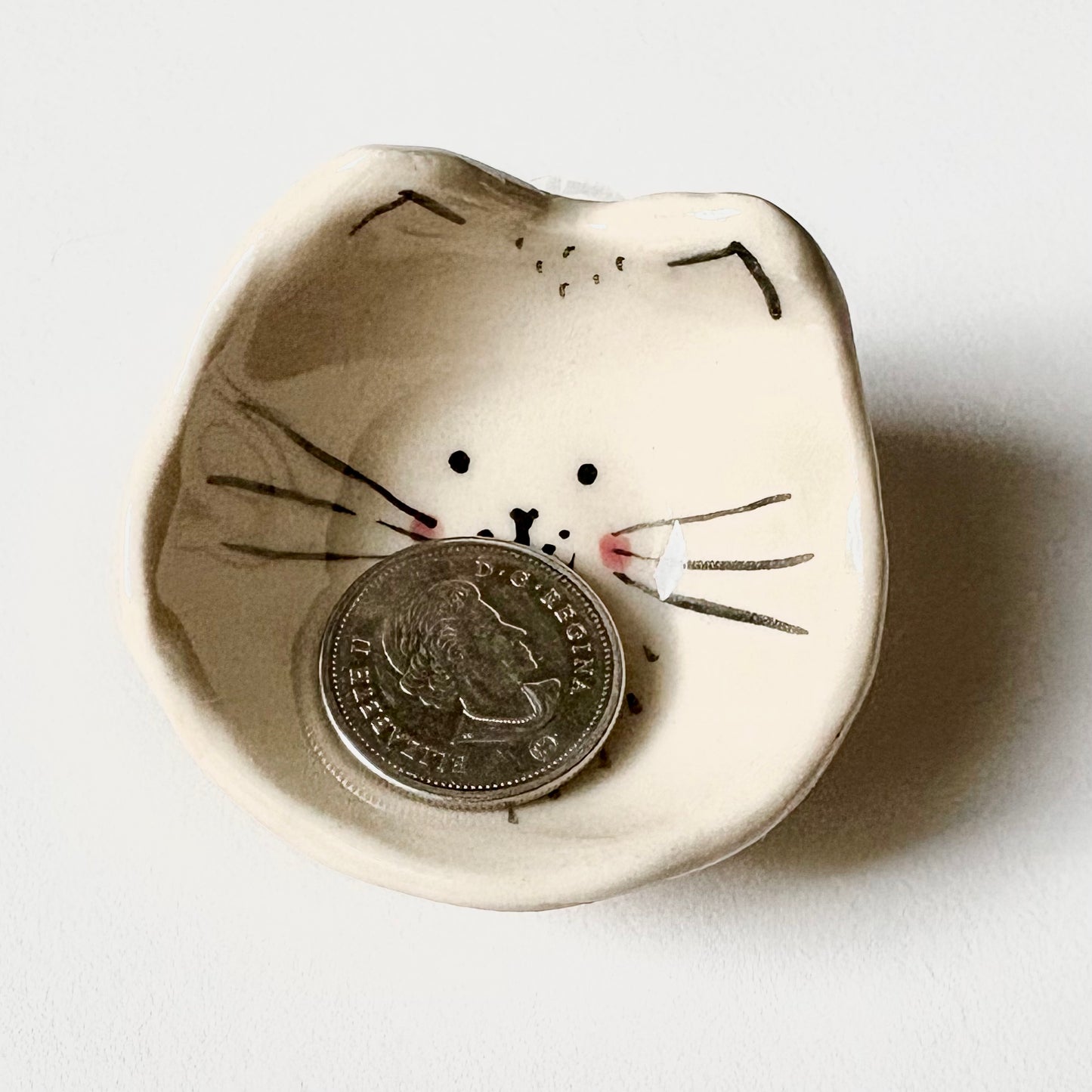 Tiny Cat Face Mini Dish – Handmade Ceramic