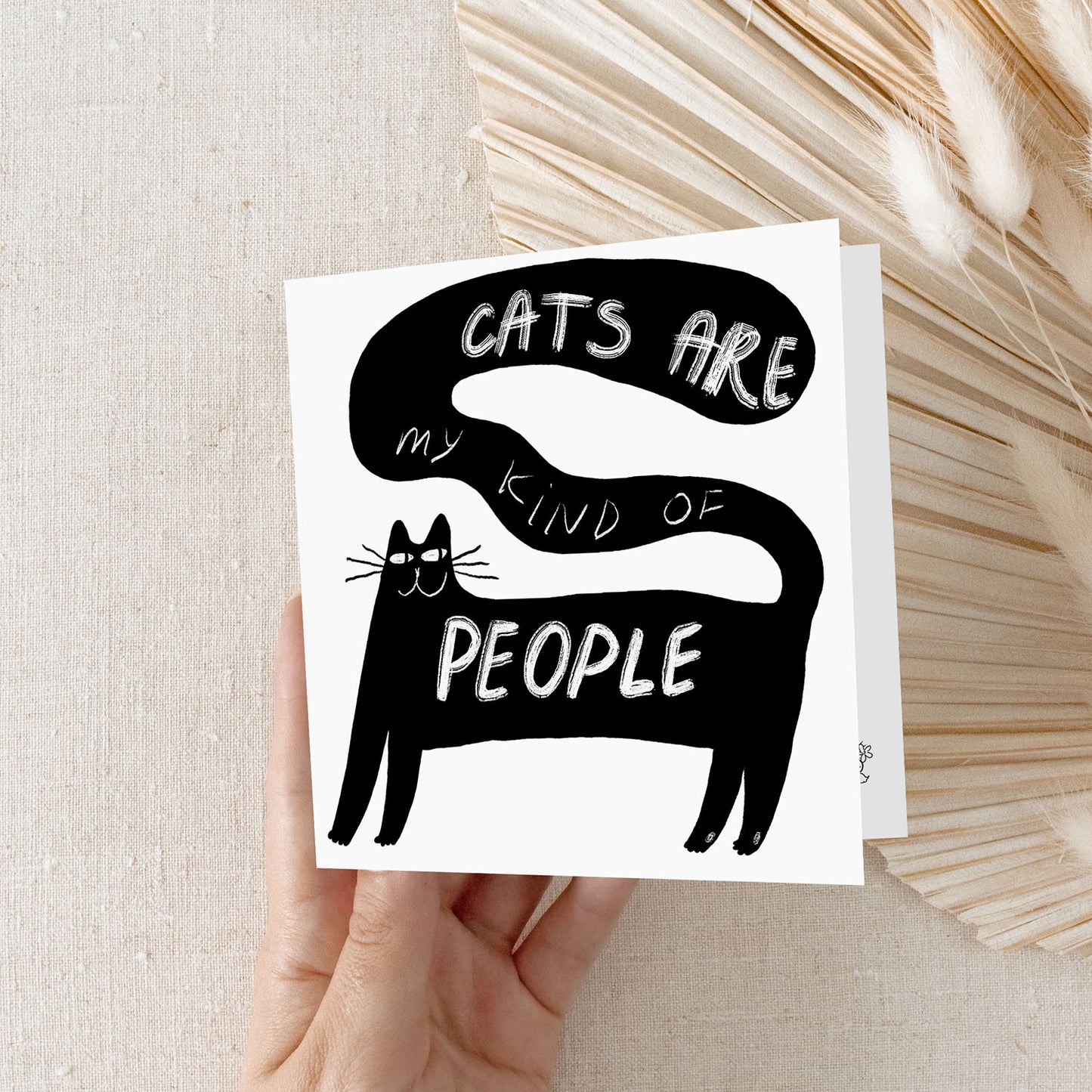 Funny Cat Lovers 5x5 Greeting Card – 'Cats Are My Kind of People' Quote, Blank Card with Envelope