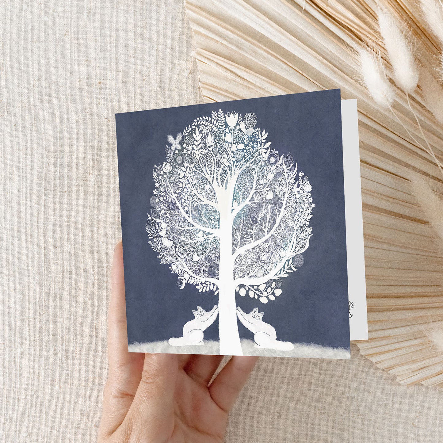 Carte de vœux carrée : Chats Purrfect Tree of Life