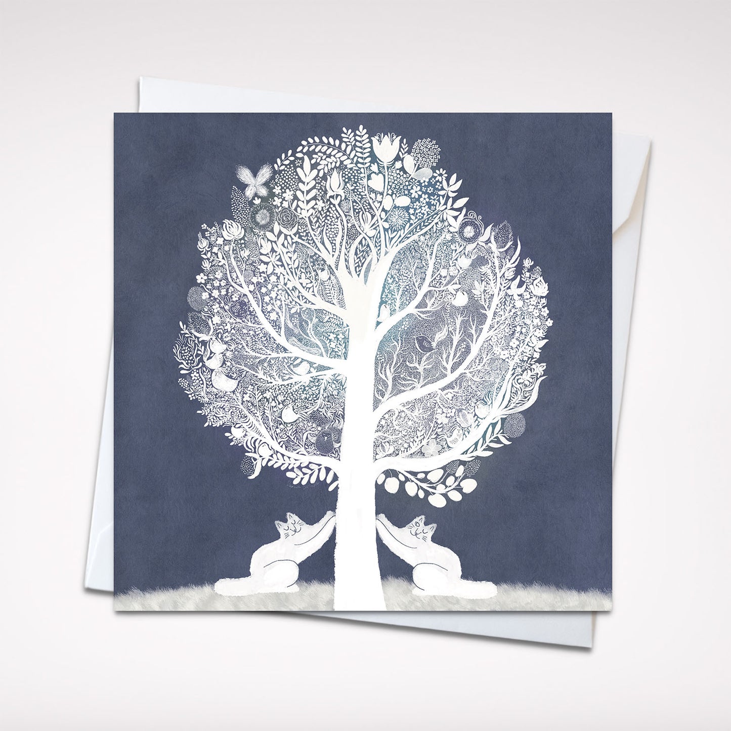 Carte de vœux carrée : Chats Purrfect Tree of Life