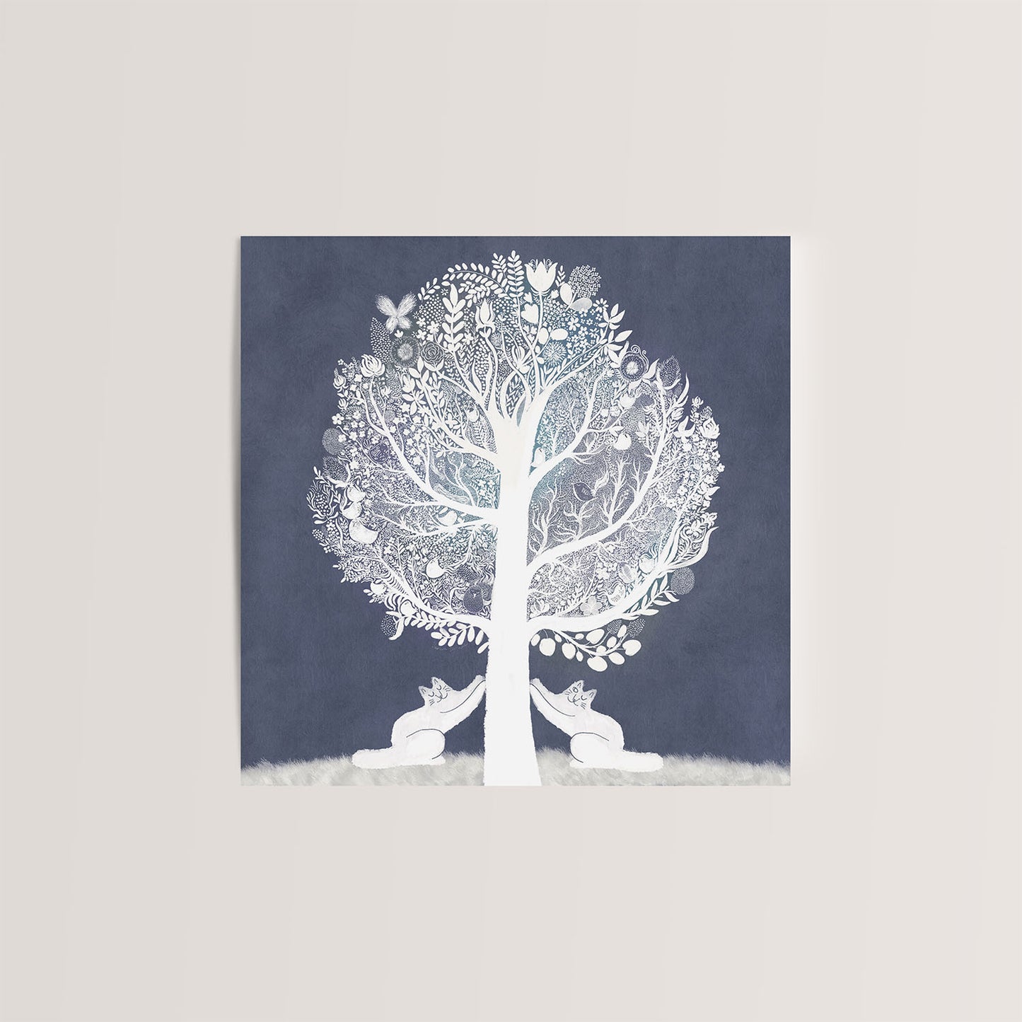 Carte de vœux carrée : Chats Purrfect Tree of Life