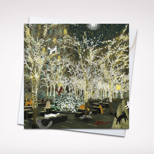 Square Greeting card: Whimsical Zuccotti Park