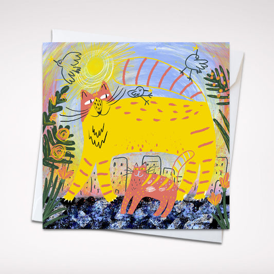 Square Greeting card: Sunshine Cats