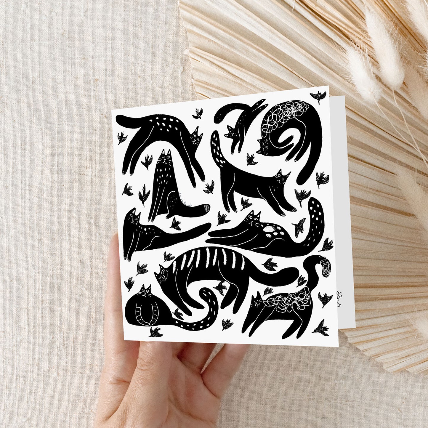 Carte de vœux carrée : Chats grecs fantaisistes