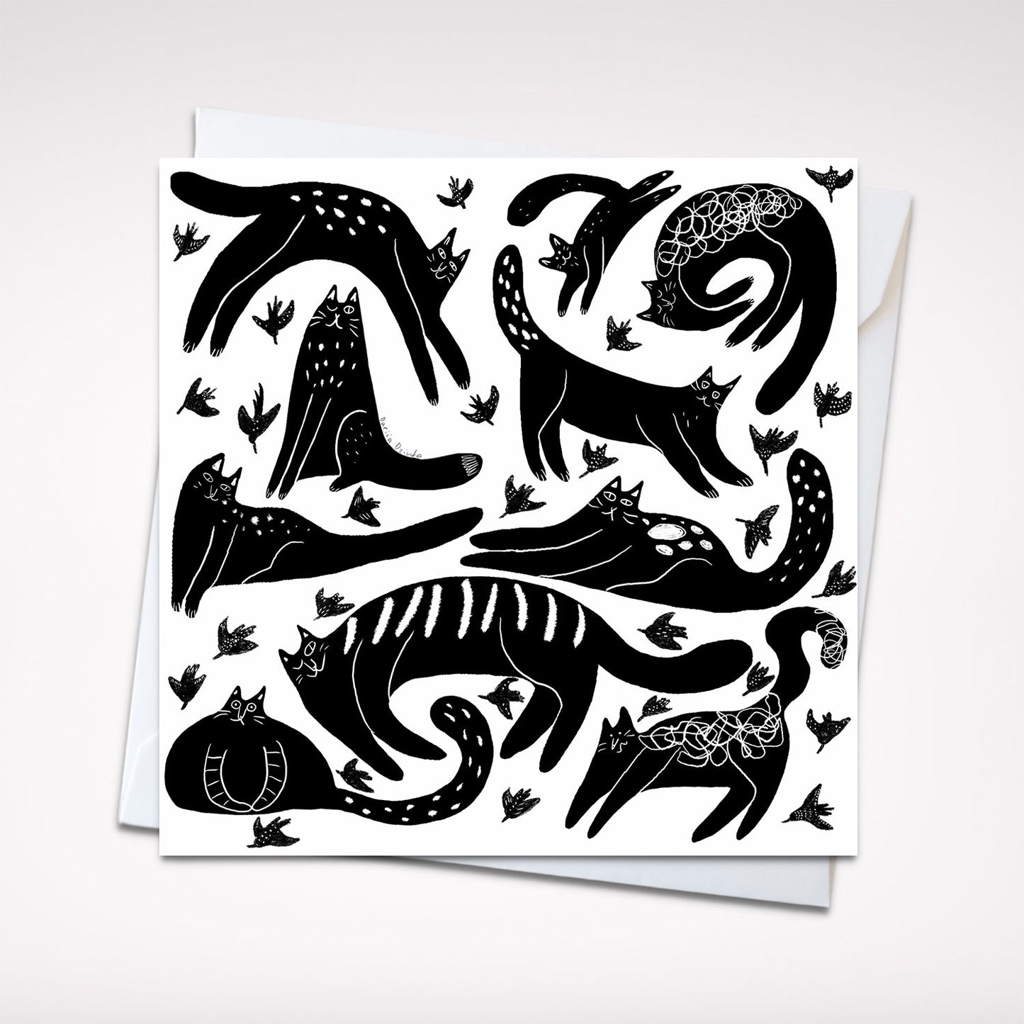 Carte de vœux carrée : Chats grecs fantaisistes