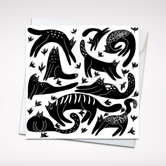 Carte de vœux carrée : Chats grecs fantaisistes