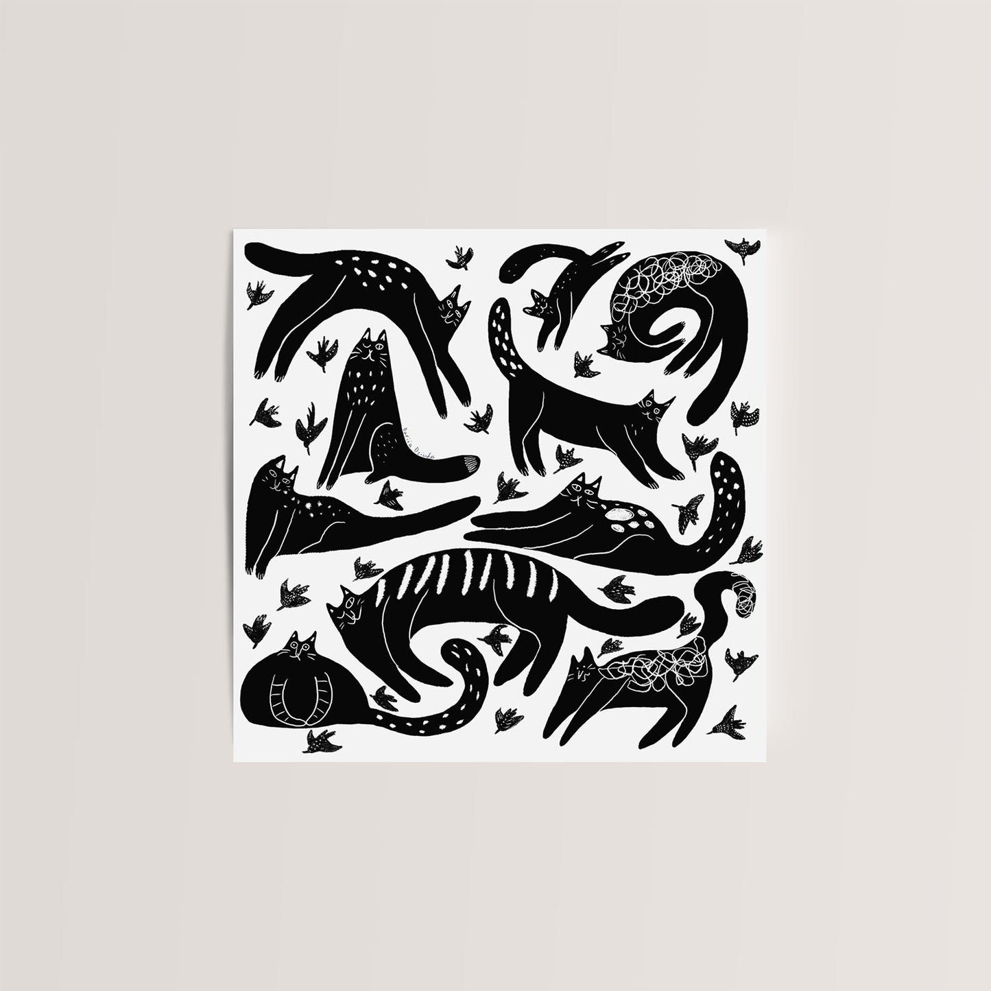 Carte de vœux carrée : Chats grecs fantaisistes