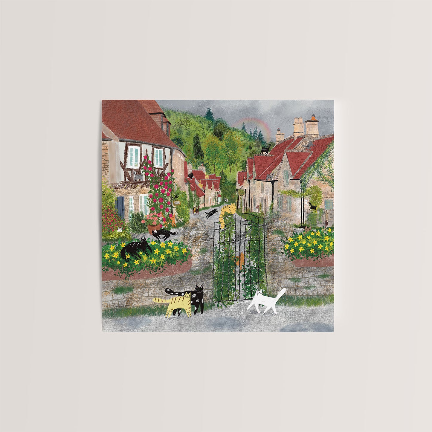 Square card cats in town