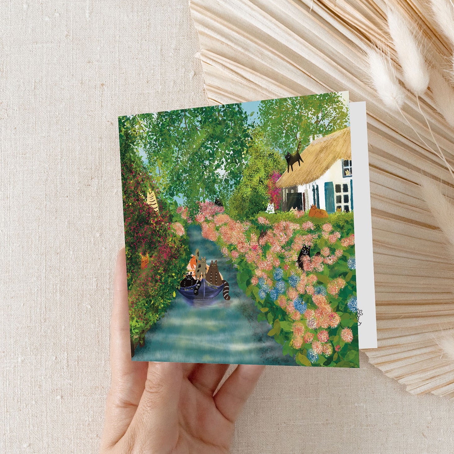 Chats sur un canal: Carte de vœux