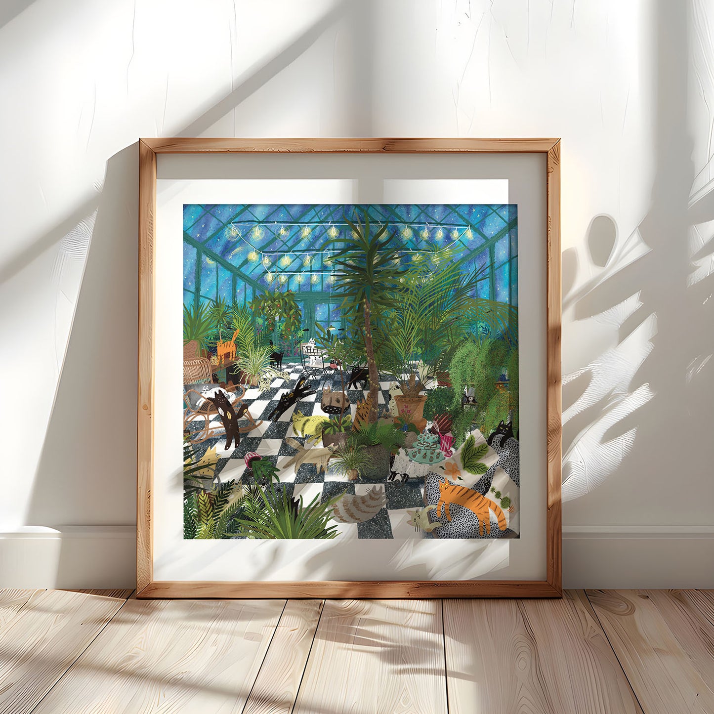 Unframed art print:  Cats In the Greenhouse
