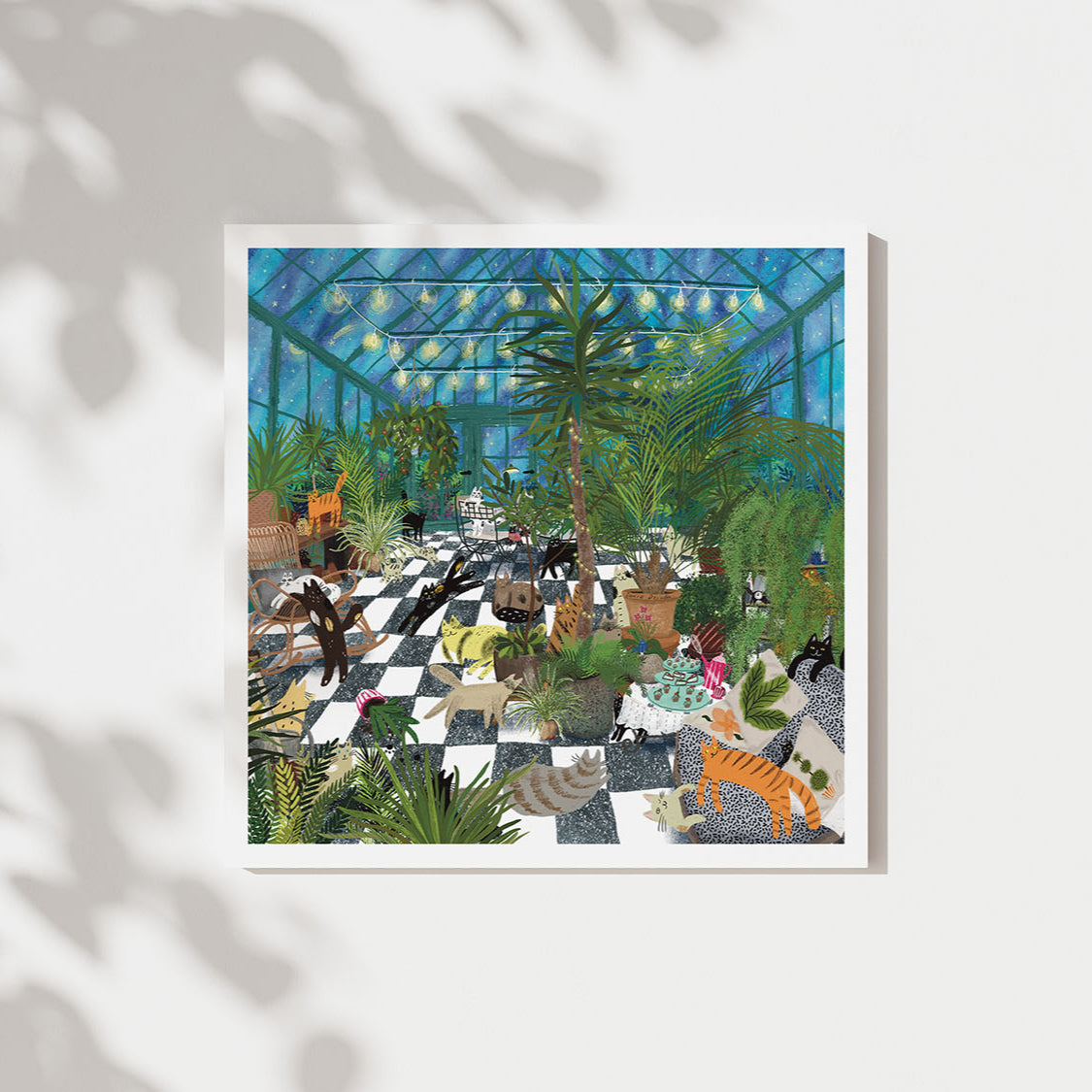 Unframed art print:  Cats In the Greenhouse