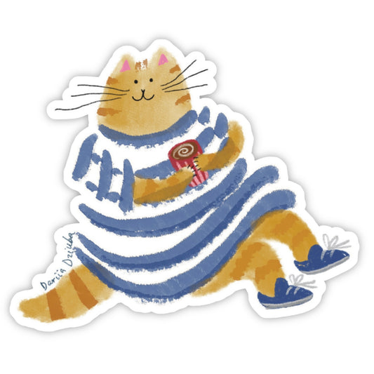 Sitting Cat and Coffee Sticker