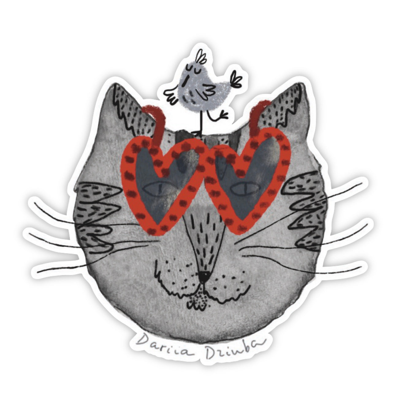 Autocollant Chat assis et café