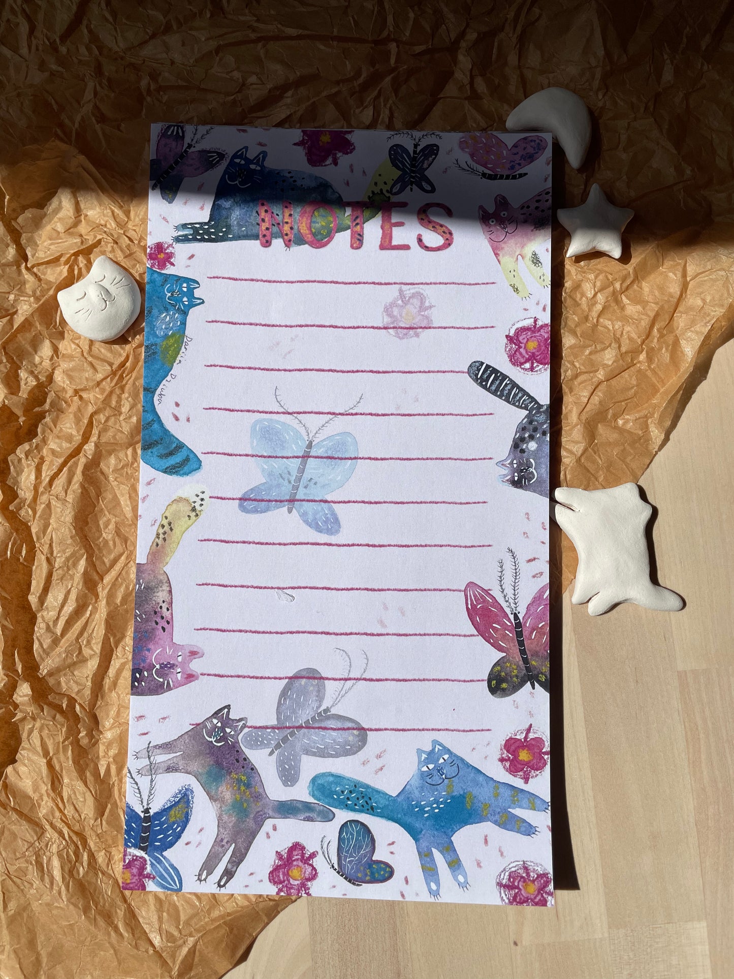 Notepad:  Cats and butterflies