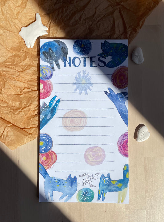 Notepad:  Cats and flowers