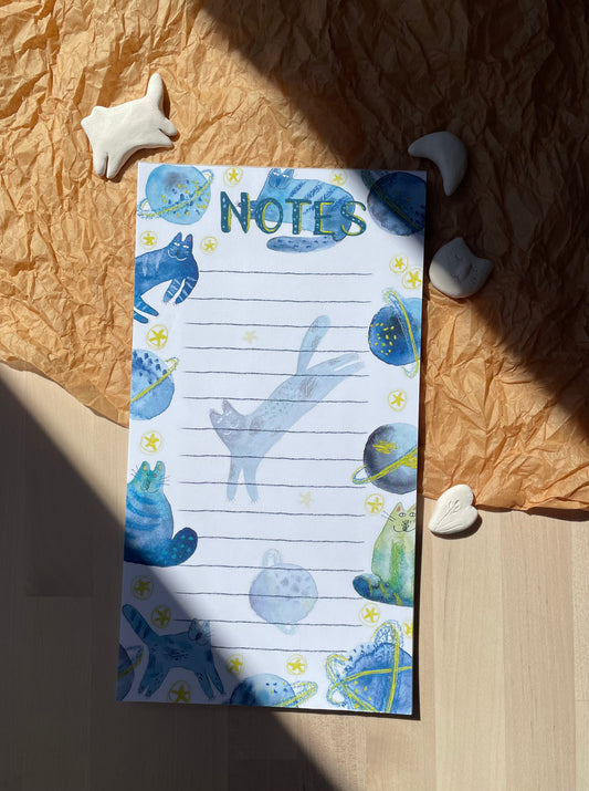 Notepad:  Cats and planets