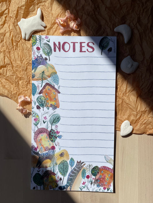 Notepad:  Cats and houses