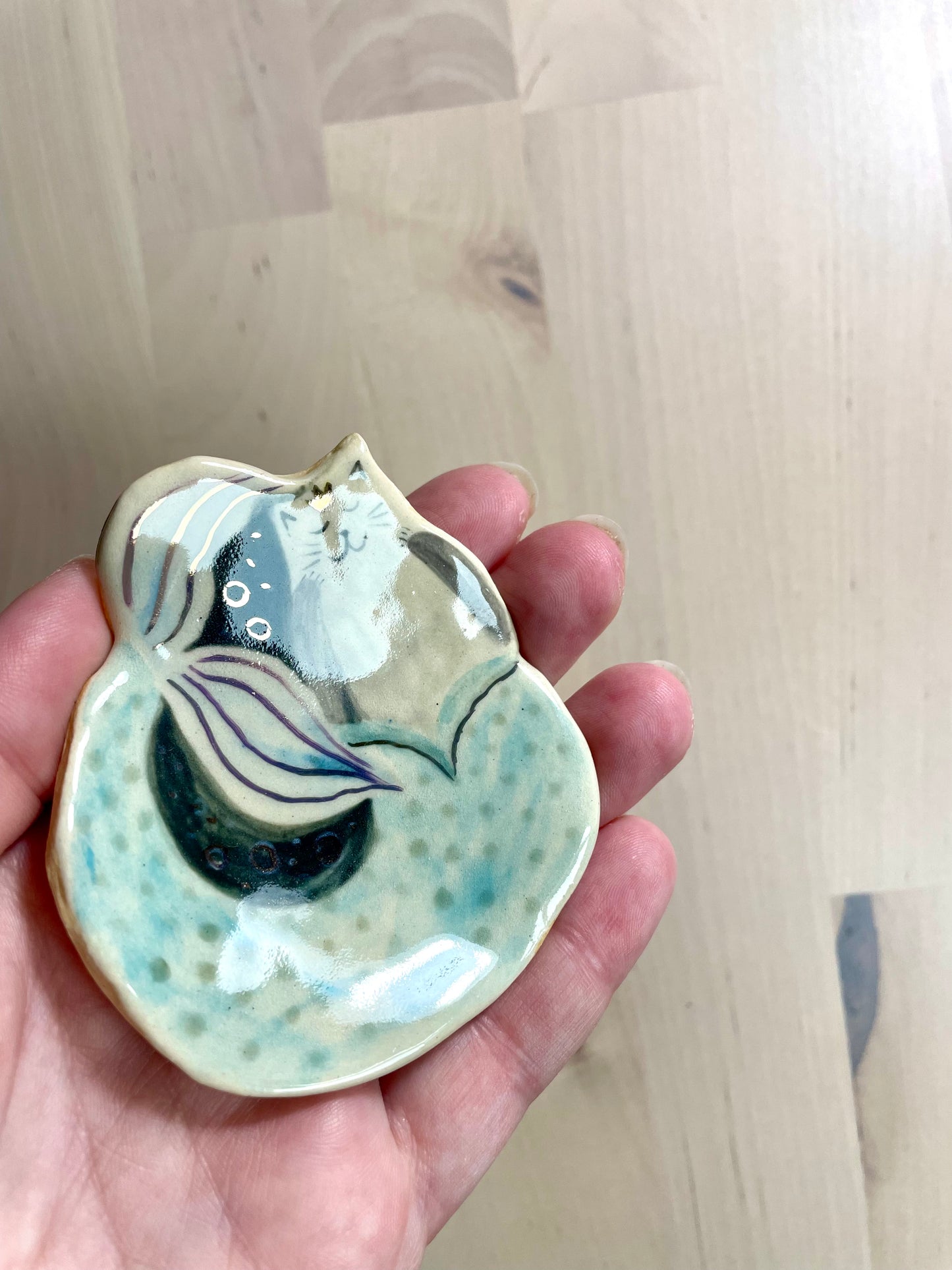 Ceramic: Cat mermaid dishes