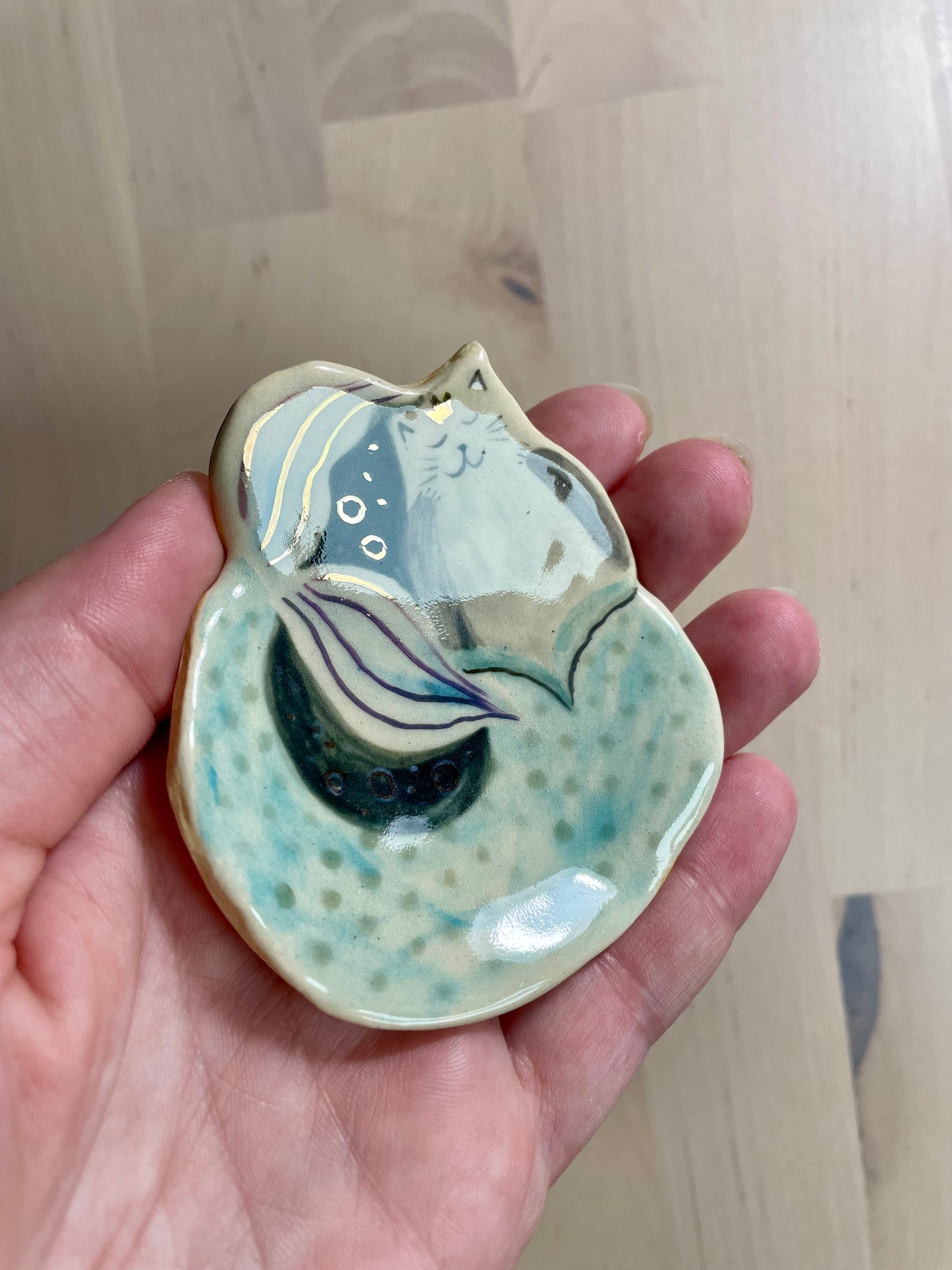 Ceramic: Cat mermaid dishes