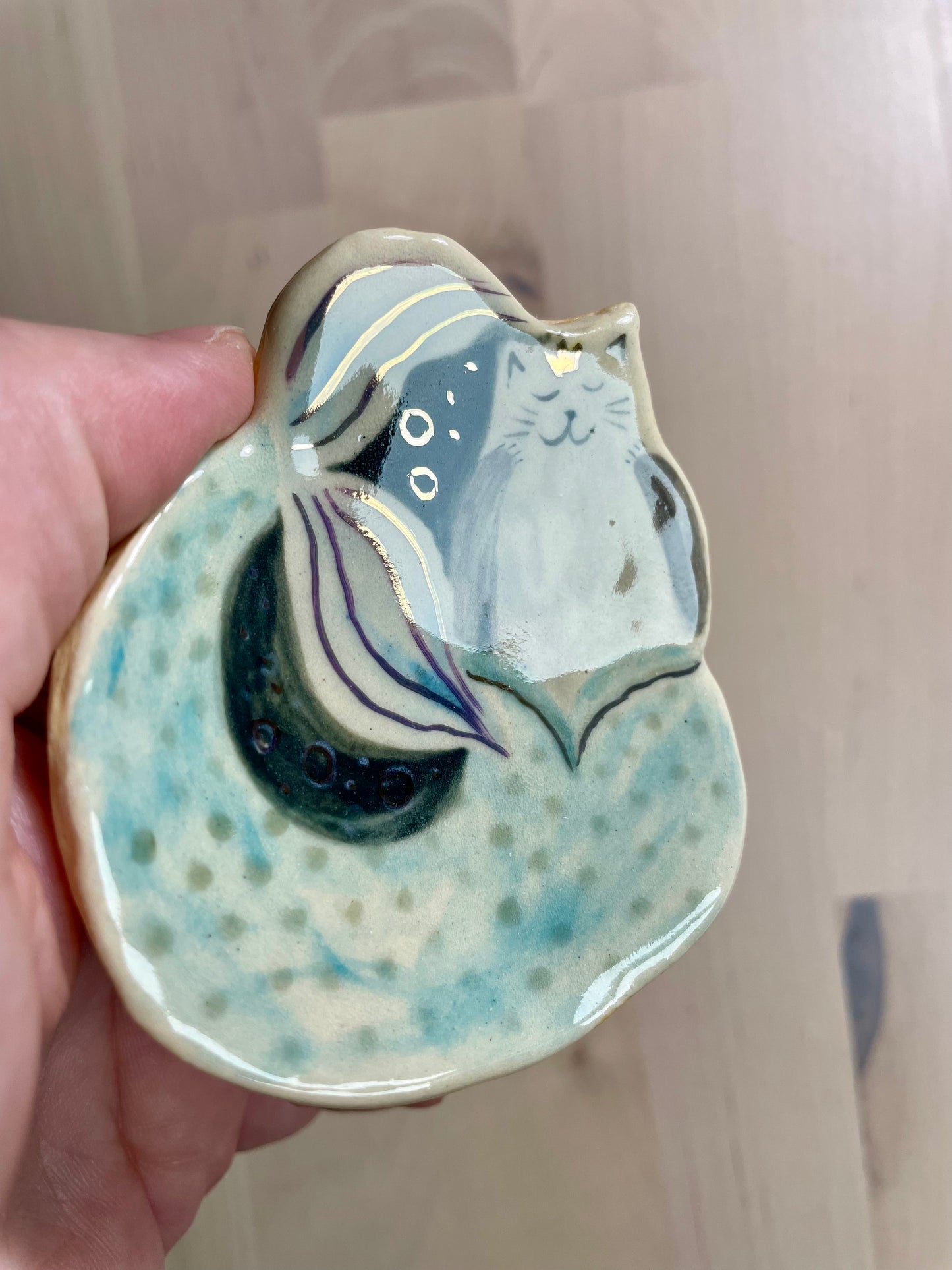 Ceramic: Cat mermaid dishes